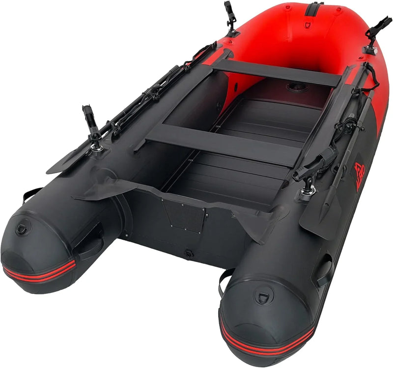 Inflatable Boat | Yacht Dinghy Tender Raft | Multi Person Fishing Boat | Aluminum Floor Oars | Fishing Rod Holders | Heavy-Duty PVC | 2024 Model | D7427