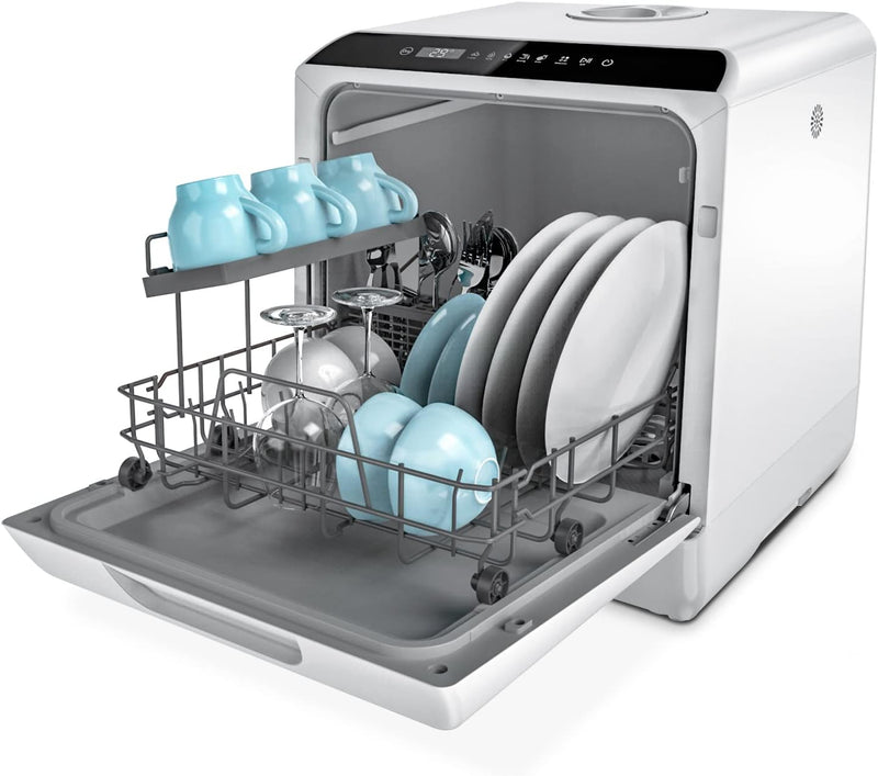 Countertop Dishwasher, 5 Washing Programs Portable Dishwasher With 5-Liter Built-in Water Tank For Glass Door C2001
