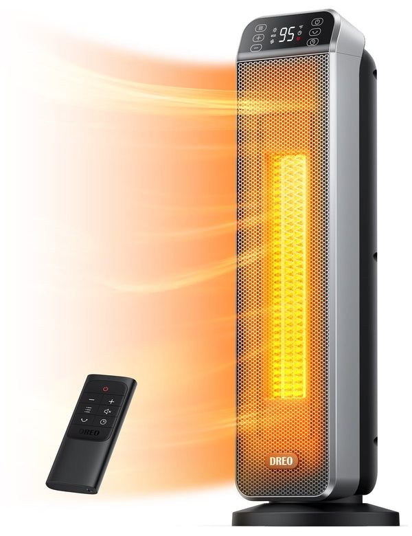 Space Heater for Inside, Electric Heater for Home with Remote, 24 in 11ft/s Fast Quiet Heating, 3 Modes, Safe Energy Efficient Heaters for... G0890
