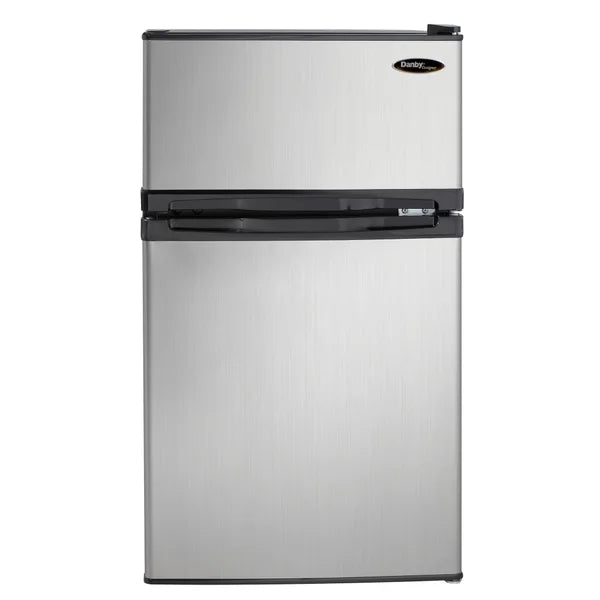 Danby Designer 3.1 cu. ft. Dual Door Compact Fridge with Freezer in Stainless-steel Look F8839