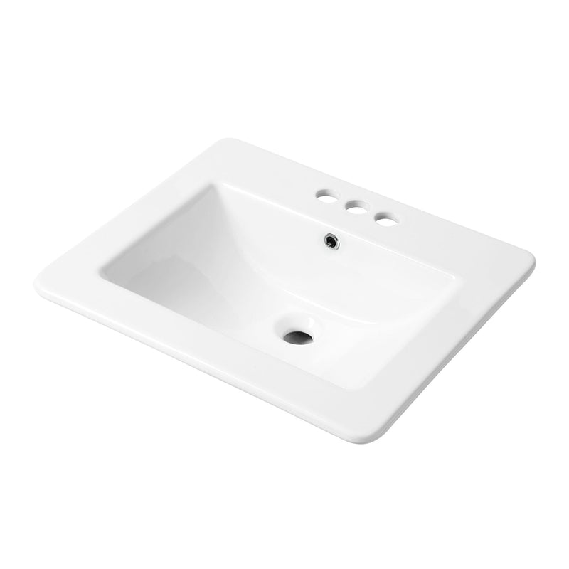 Square Drop-In Basin with Overflow, White, 21 x 18.5-in R3556