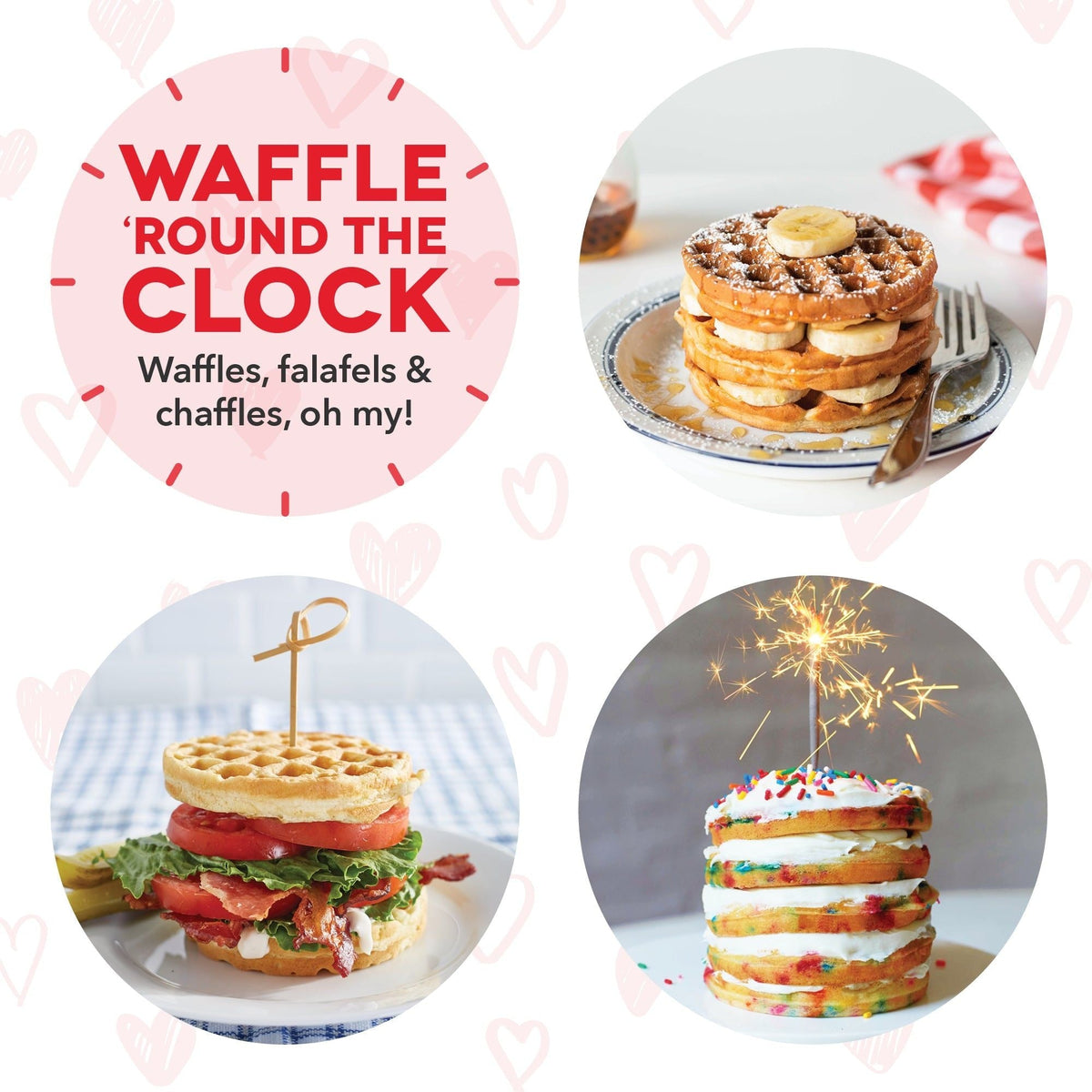 Heart Compact Mini, Non-Stick Waffle Maker, Red