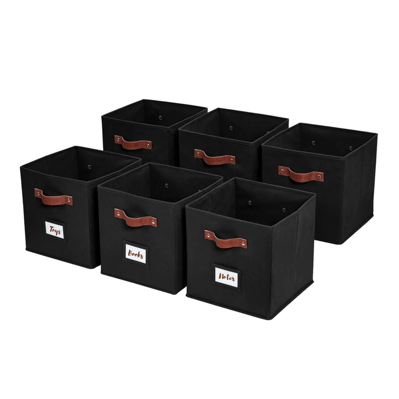 Collapsible Storage Cube with Label, 11-in, 6-pk, Black U4501