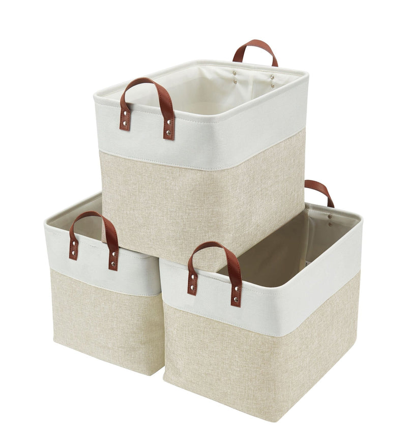Jumbo Foldable Storage Basket, 42-L, 3-pk, Beige R9134