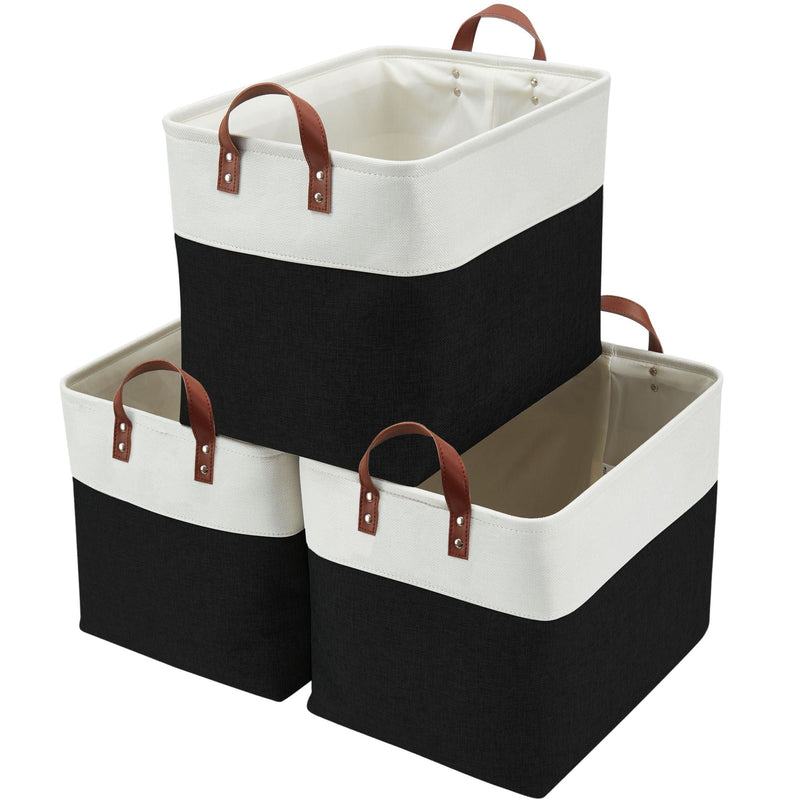 Jumbo Foldable Storage Basket, 42-L, 3-pk, Black M6606