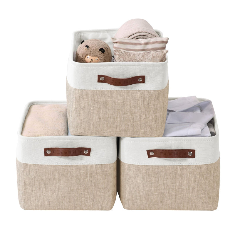 Large Soft-Sided Foldable Storage Basket, 3-pk, Beige A2508