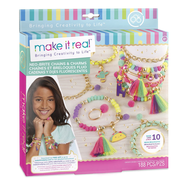 DIY Customizable Friendship Bracelete & Charms, Multi-Coloured, 188-pk, for Arts & Crafts/Birthday Favour G5692