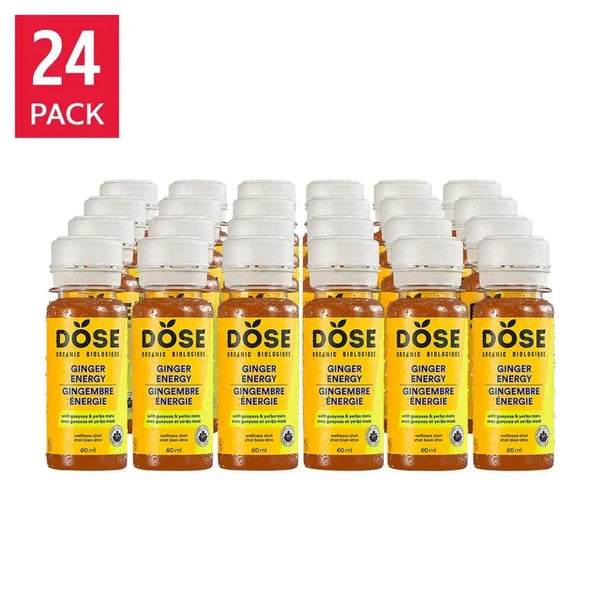DOSE Organic Ginger Daily Booster shots, ENERGY pack, 24 x 60 mL (2 fl oz) B9998
