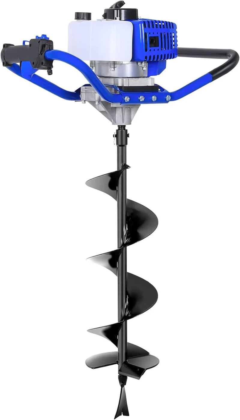 Post Hole Digger Gas Powered, 52cc 2.4 HP 2 Stroke Engine Earth Auger with 8" Drill Bit, EPA Compliant Post Hole Auger B5641