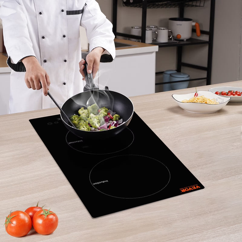 BENTISM 12 inch Electric Cooktop 2 Burners 1800W Stove Top Touch Control V1328