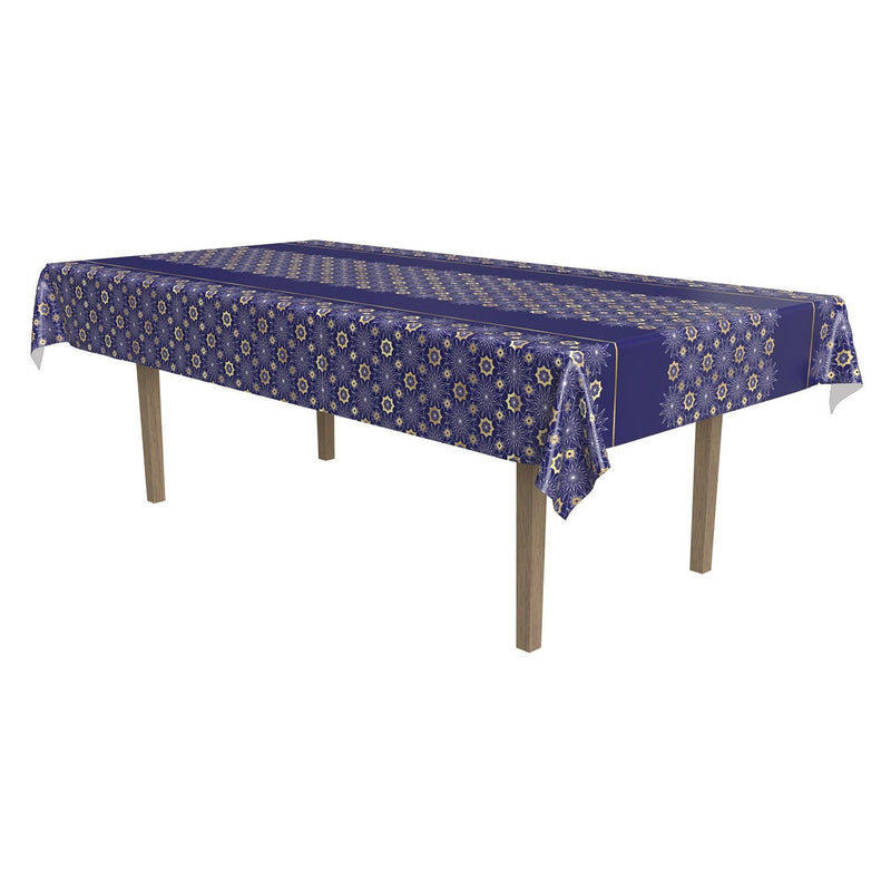 Eid Ramadan Rectangle Plastic Reusable Table Cover, Navy Blue/Gold, 54 x 108-in, for Religious Party/Eid Mubarak/Ramadan J9943