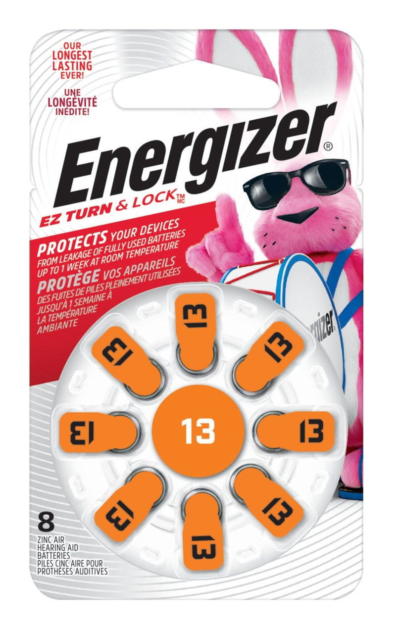 8-pk Size AZ13 1.4V / 1.4 Volt Zinc Hearing Aid Batteries, EZ Turn Lock V1098
