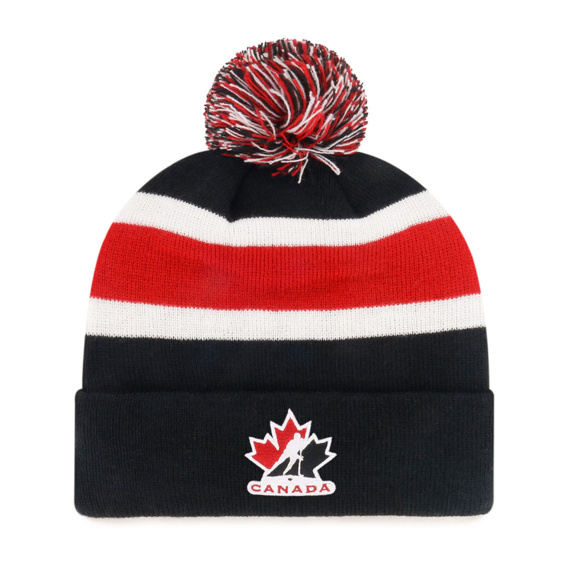 Fan Favorite Adult Standard Mass Knit Toque with Breakaway Cuff and Pom Pom L9210