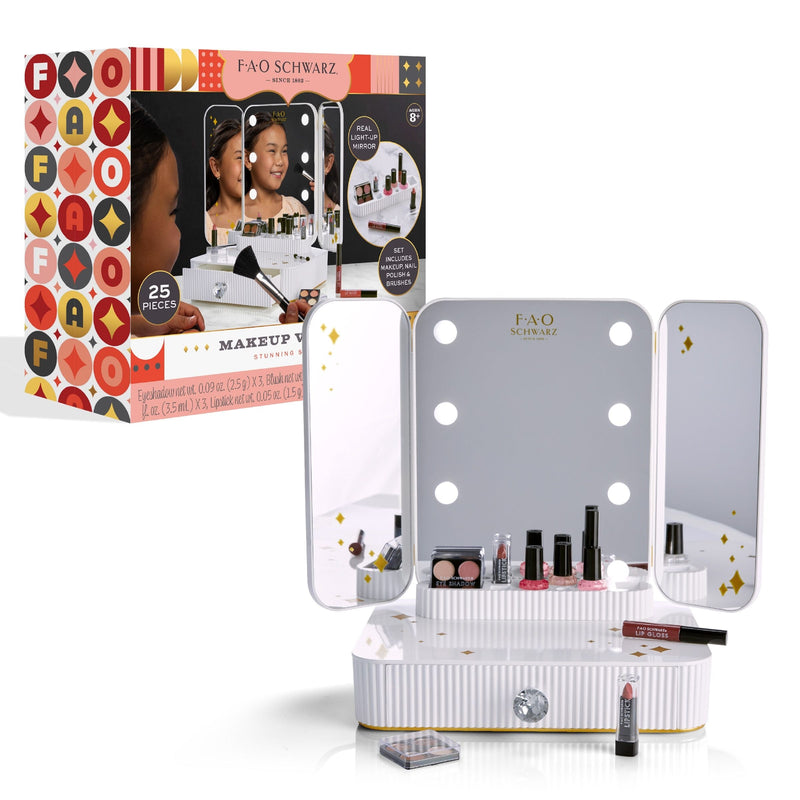 Girls Vanity Makeup Studio Low Profile, 24 Piece, White B3908