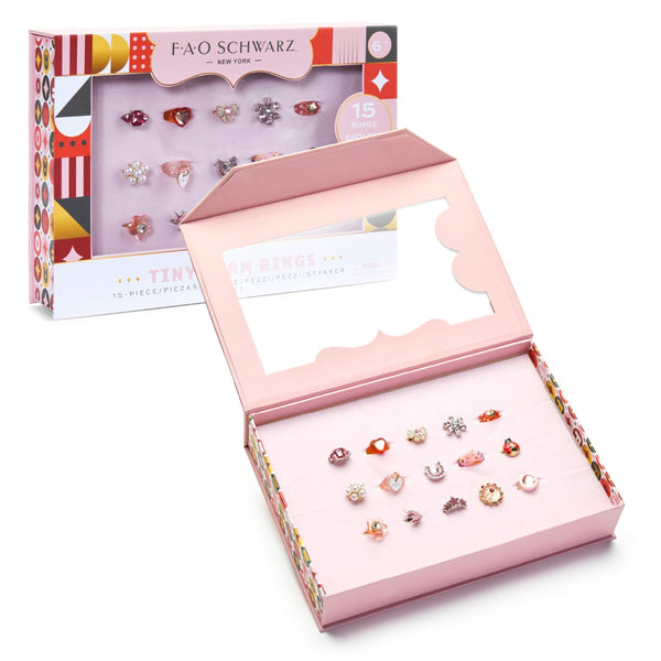 Kids Glam Rings Set, 15 Piece, Pink M0133