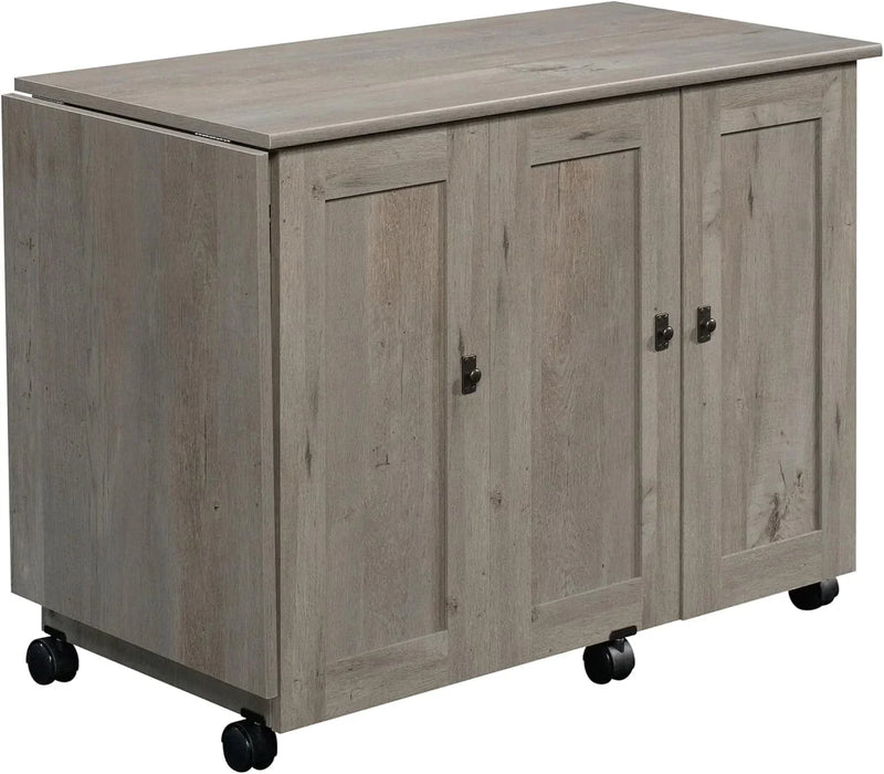 Craft Cart Storage Cabinet, Rolling Sewing Table with Expandable Top, Mystic Oak N4785
