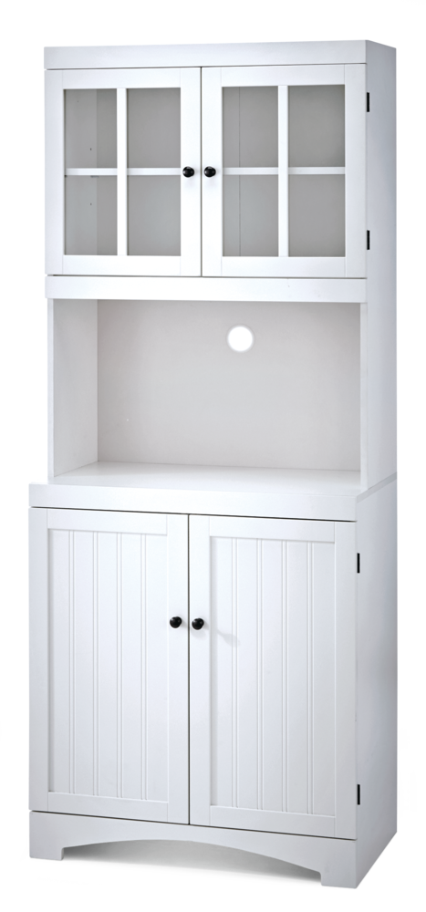 4-Door Open Shelf Freestanding Kitchen Pantry Storage Cabinet, Cream K2786