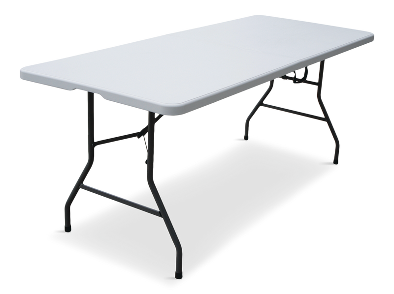 6-ft Portable Indoor/Outdoor Plastic & Metal Folding Table with Handle, White Z9705