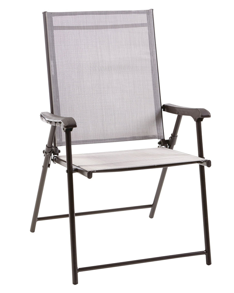 Bluebay Sling Folding Outdoor Patio Accent Chair, Grey, 25x24x37-in L3510