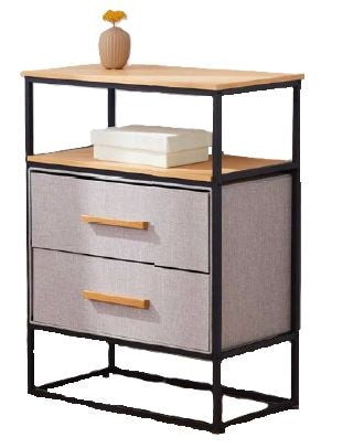 Fabric 2-Drawer 1-Shelf Storage Organizer, Wood G9539