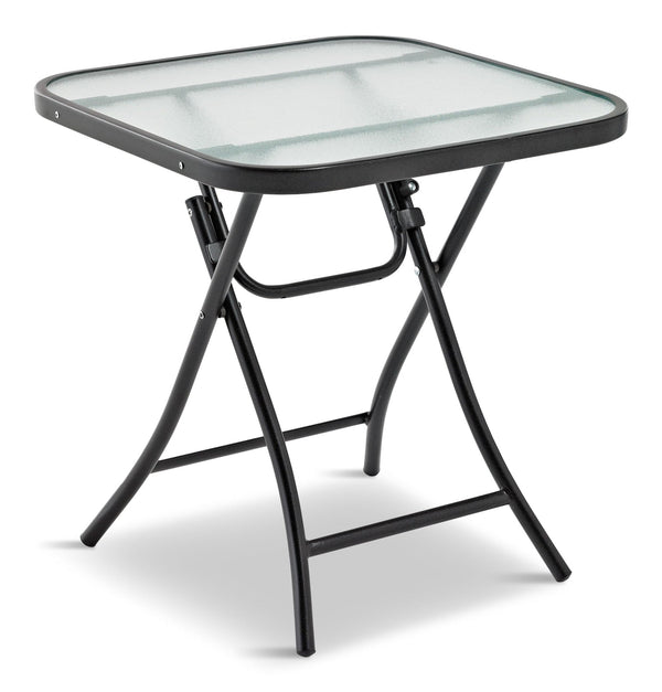 Folding Outdoor/Patio Side Table with Glass Top, Assorted, 18-in P1328