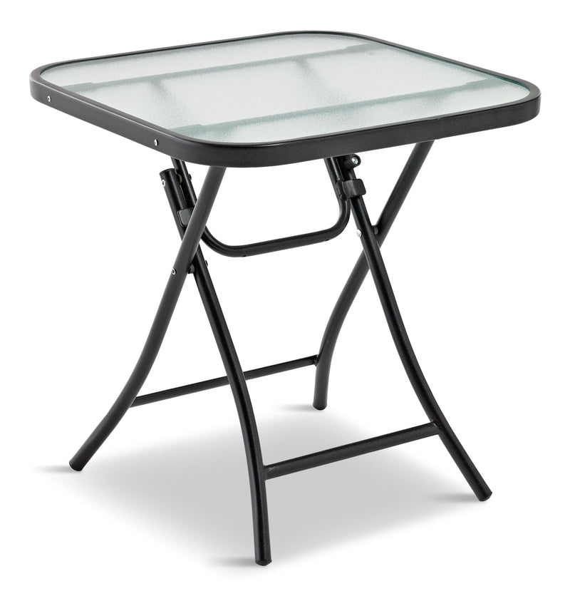 Folding Outdoor/Patio Side Table with Glass Top, Assorted, 18-in P1328