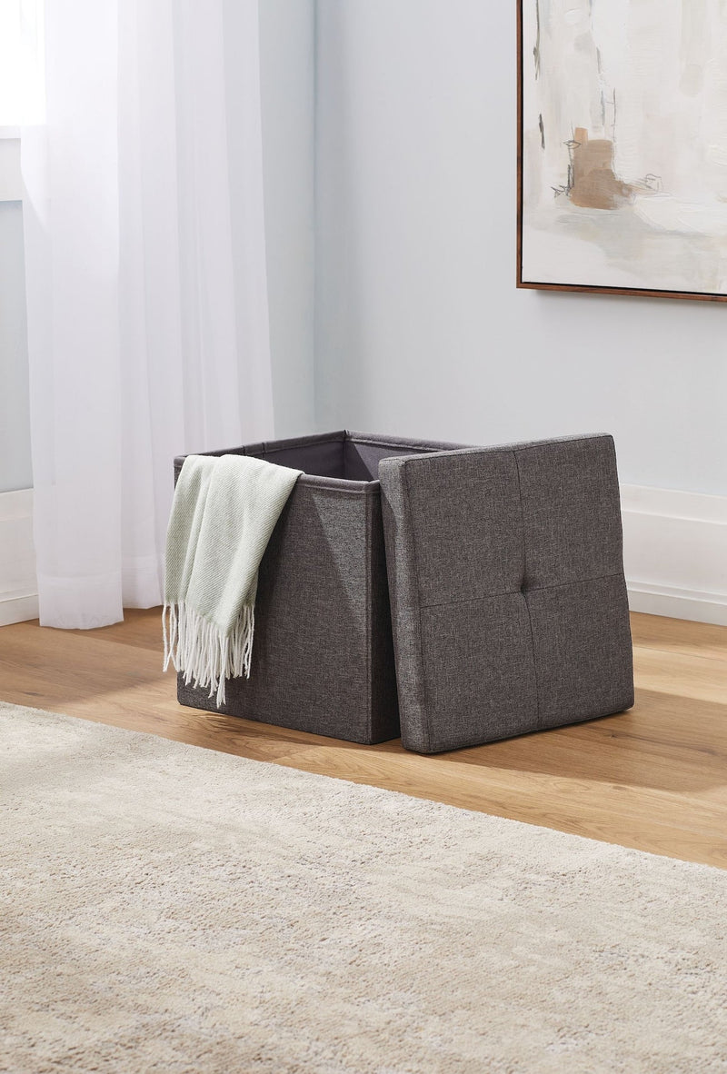 Folding Storage Ottoman, Grey J0070