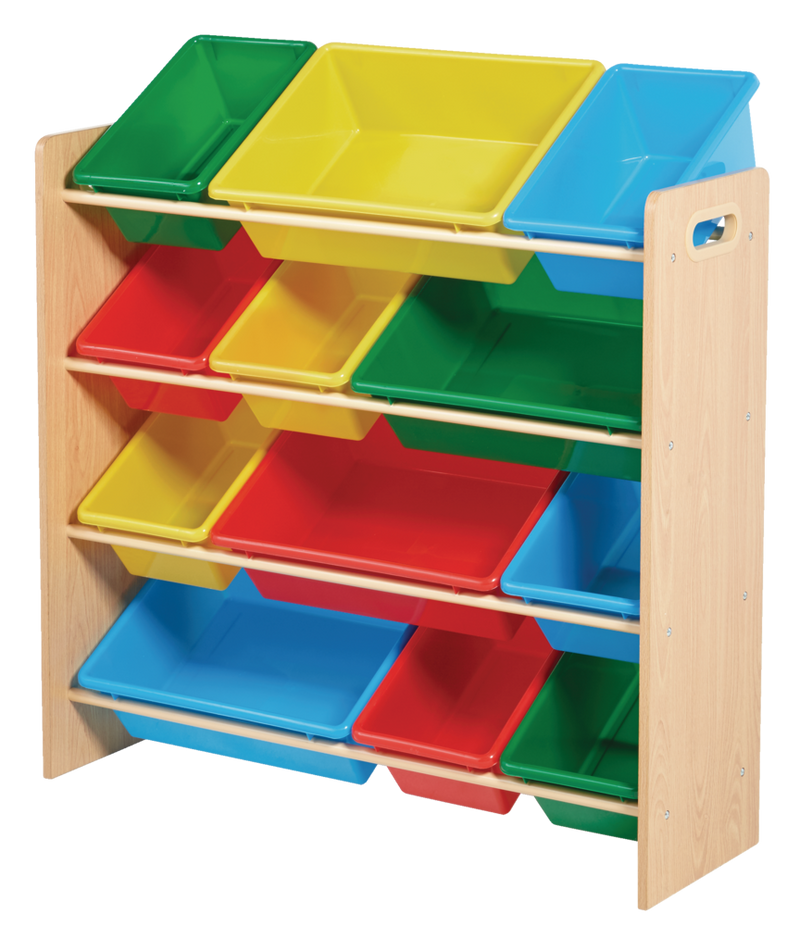 Kids 12-Bin Bedroom/Playroom Toy Storage Organizer, Yellow J2920