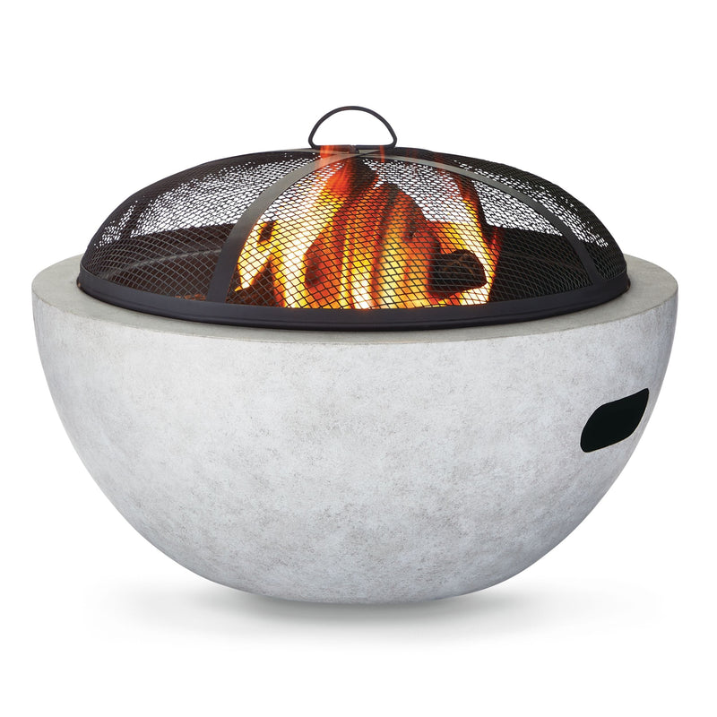 Outdoor Round Steel Wood Burning Firepit with Spark Screen, 24-in Y4140