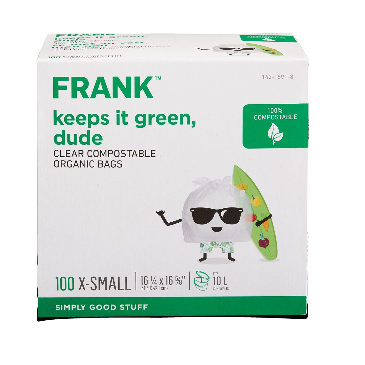 Extra-Small Organic Compostable Food Waste Bags, 100-pk, Clear, 10-L