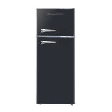 7.5 cu ft Black Retro Top Mount Refrigerator with Classic Chrome Handle
