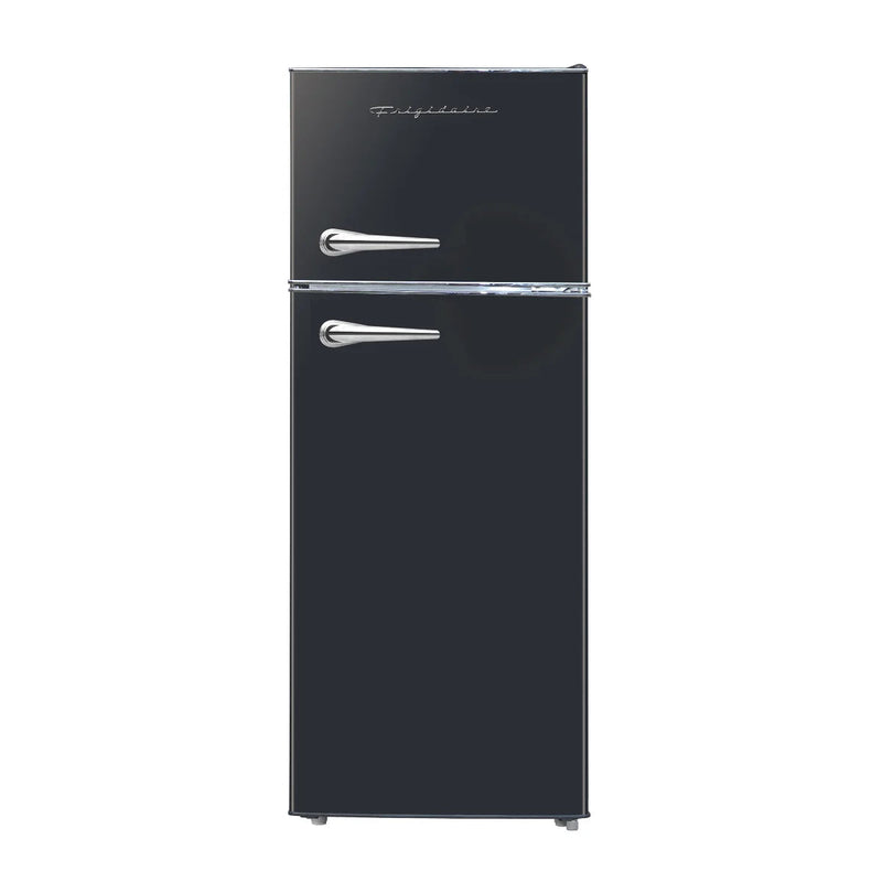7.5 cu ft Black Retro Top Mount Refrigerator with Classic Chrome Handle A4347