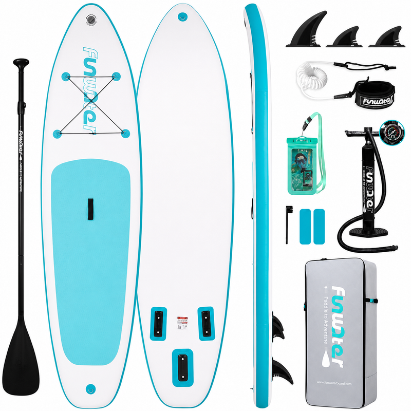 FunWater 10 ft 6 in Inflatable Stand Up Paddle Board Set – Sky Blue Q0637