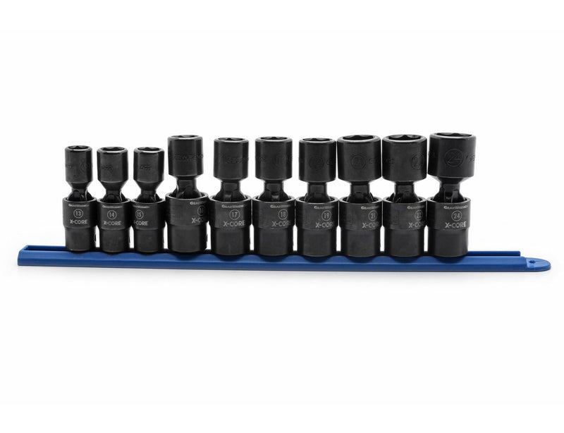 6 Point Standard Drive X-Core Pinless Universal Impact Socket Set, Metric, 1/2-in, 10-pc R1399