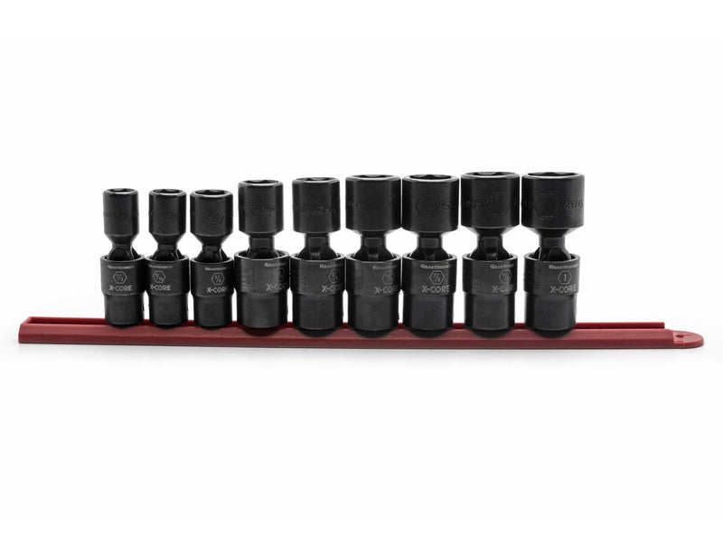 6 Point Standard Drive X-Core Pinless Universal Impact Socket Set, SAE, 1/2-in, 9-pc H0831
