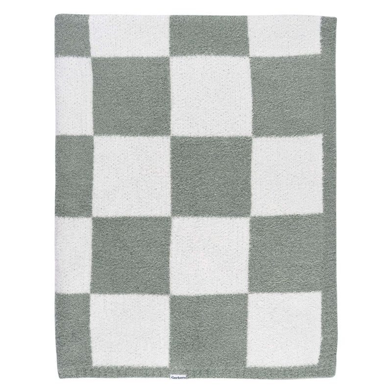 Childrenwear Green Checkered Silky Mink Baby Blanket A1739