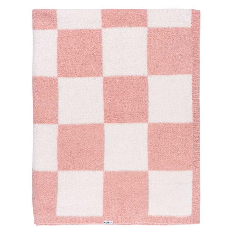 Childrenwear Pink Checkered Silky Mink Baby Blanket Q3907