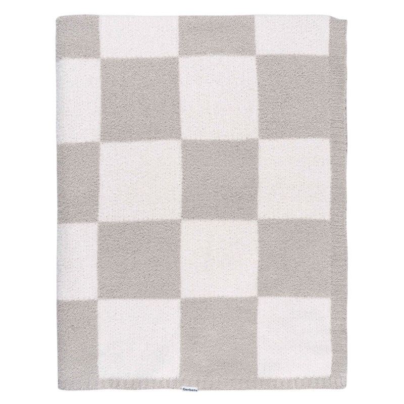 Childrenwear Tan Checkered Silky Mink Baby Blanket L0540