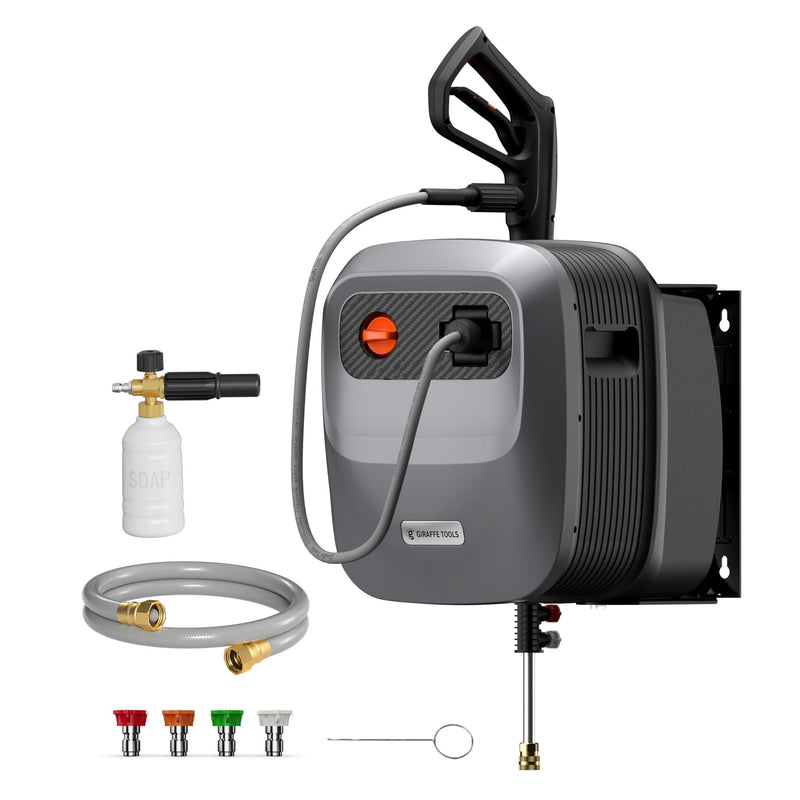 Grandfalls G20 Wall Mounted 1900 PSI 2.2 GPM Brushless Electric Pressure Washer with 65-ft Retractable Hard Hose R9614