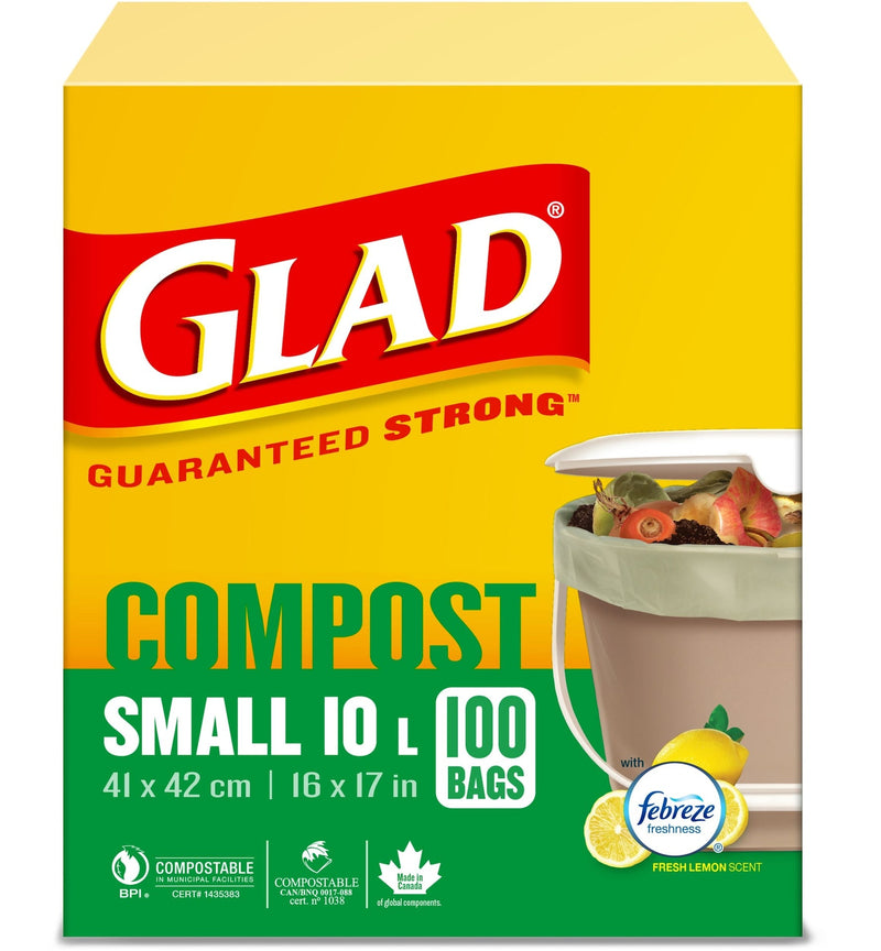 Small 100% Compostable Lemon Scented Food Waste Bags, 100-pk, 10-L U4393