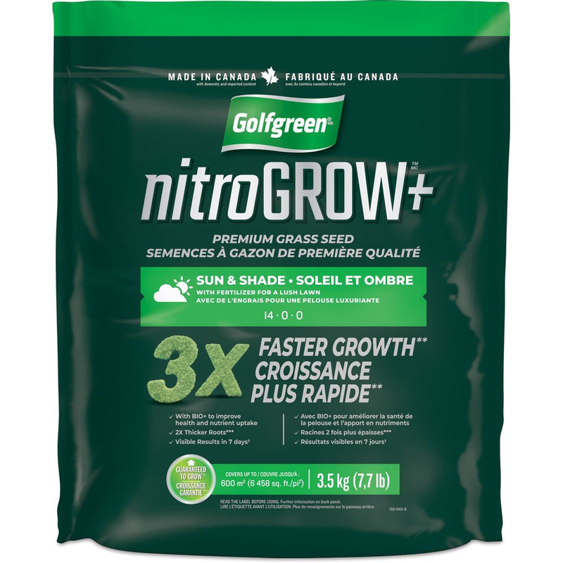 Nitrogrow+ Premium Nitrogen Enriched Sun and Shade Grass Seed with Fertilizer, 14-0-0, 3.5kg J4590