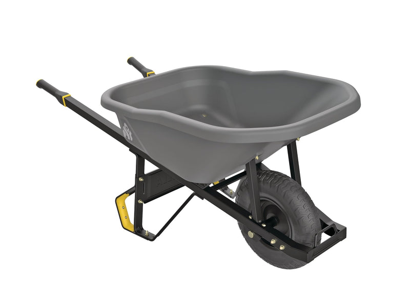 Pro Grade Heavy Duty Poly Tub Wheelbarrow, Poly/Plastic Tray, 6-cu-ft Q0432