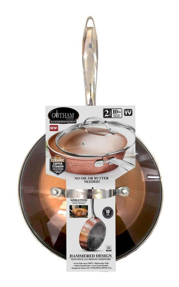 Hammered Diamond Pan with Lid, 10-in U3426