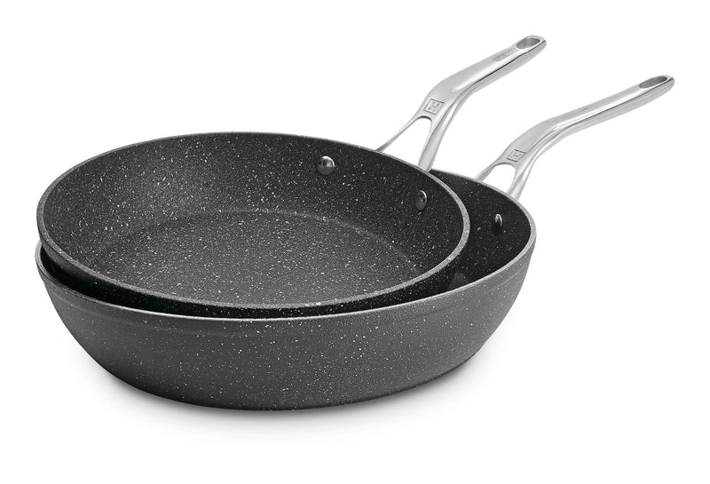 The Rock Frying Pan, Non-stick, Dishwasher & Oven Safe, 26cm & 30cm, Black, 2-pk S7174