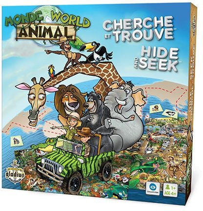 Hide and Seek Animal World Family Board Game, Bilingual, Ages 4+ M7969