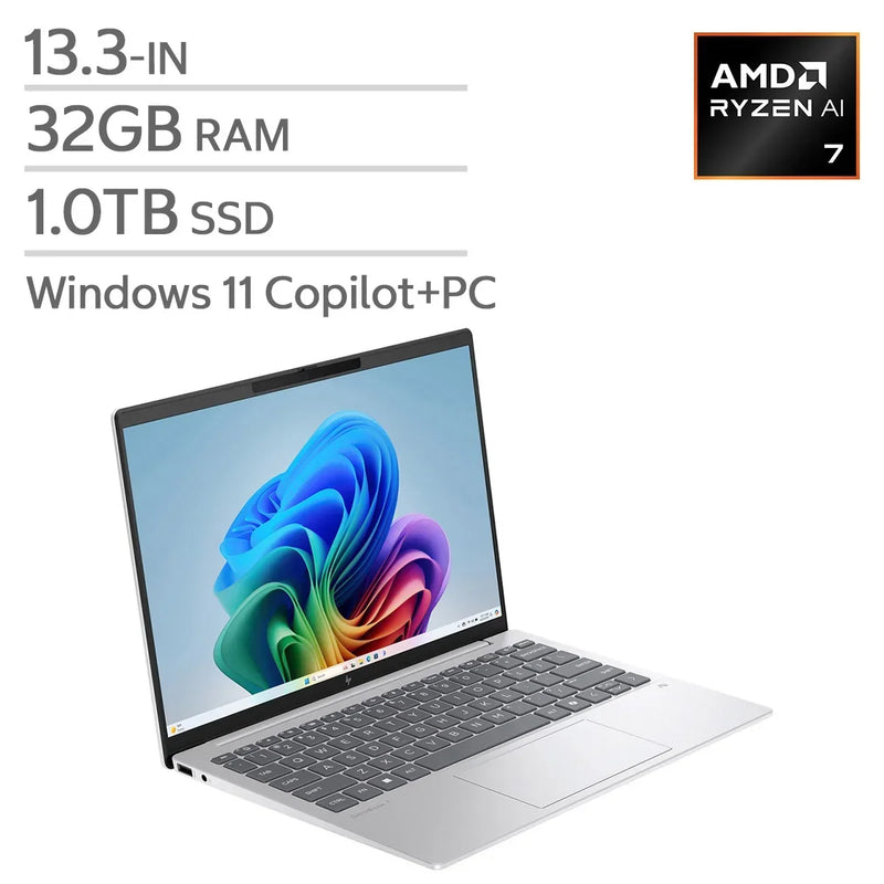 HP Omnibook 7 Aero 13.3-in. Copilot+ PC Laptop, AMD Ryzen AI 7 350, 32 GB RAM, 1 TB SSD R5795