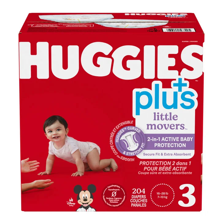 Huggies Little Movers Plus Diapers, Sizes 3 - 7 N2851