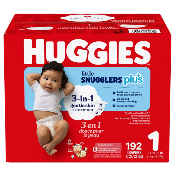 Huggies Little Snugglers Plus Diapers, Sizes 1 - 2 U1684