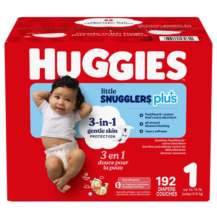 Huggies Little Snugglers Plus Diapers, Sizes 1 - 2 U1684