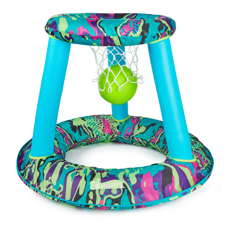 Inflatable Pool Basketball Set, Blue/Green/Black, 3-pk, Ages 13+, for Beach/Pool Fun Activities Y4552